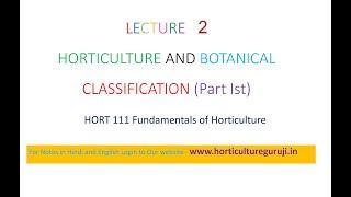 #HORT111 | Lecture 2 Horticulture and Botanical Classification Part 1