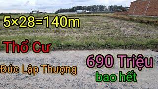 Bán Đất Đức Lập Thượng 5×28=140m thổ cư Giá 690 Triệu Lh 0354425233/0788550899/Lê Tuấn bds