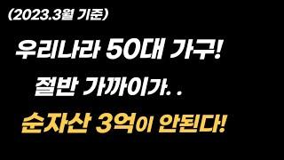 (2023.3)우리나라50대 가구.절반가까이 순자산3억 안돼..50대에 몇억가져야 내나이 중간일까?