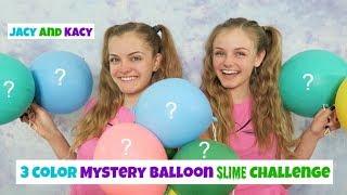 3 Color Mystery Surprise Balloon Slime Challenge ~ Jacy and Kacy