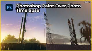 Photoshop Paint Over Photo Sunrise Construction Crane