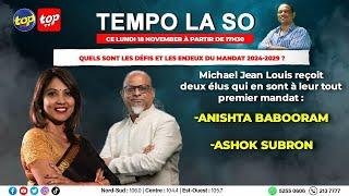 TEMPO LA SO : Michael Jean Louis reçoit Ashok Subron, et Anishta Babooram