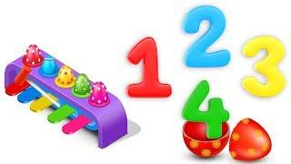 Learn Numbers with Wooden Hammer Toys and Surprise Eggs