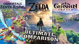 Genshin Impact vs Zelda Breath of the Wild vs Immortals Fenyx Rising - In-depth Comparison