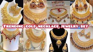 Latest ladies beautiful gold necklace set designs/trending necklace jewelry set designs