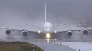 AMAZING WATERSPRAY LANDINGS | Zurich Airport Plane Spotting