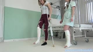  Nurse and Patient in Plaster Leg Casts!