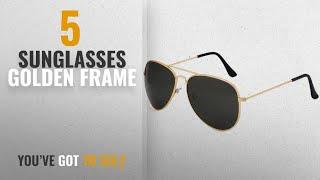 Top 10 Sunglasses Golden Frame [2018]: Poloport Golden Frame Aviator Unisex Sunglasses(Av020|Black)