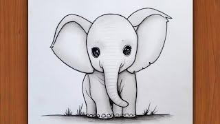 Pencil drawing  Elephant for beginners | Easy pencil drawing |  Art  | Animal Drawing