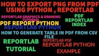 REPORTLAB|REPORTLAB PYTHON TUTORIAL|How To Export Png From Pdf File Using Python|PART:37