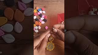 Circle mirror work embroidery earrings tutorial #handmade #trending @craftswithpayal