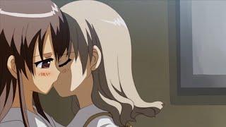 Shot on iphone meme but it's anime Lesbian kiss