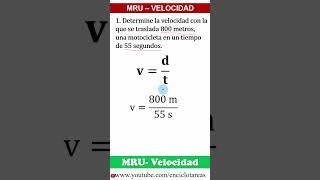 EJERCICIO RESUELTO DE VELOCIDAD – MRU – PARTE 1