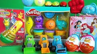 Various toys, 다양한 장난감, pikachu top, playdoh, stress ball, choco kit, sweet dozer, kinder, rats