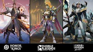 Alpha, Jarvan, Lu Bu : Skin Comparison | Mobile Legends VS Wildrift VS Honor Of Kings