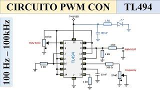 PWM con TL494 ||  100 Hz - 100 kHz  || + Simulación en Multisim