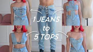 DIY Transform 1 Jeans into 5 tops! FREE PATTERNS