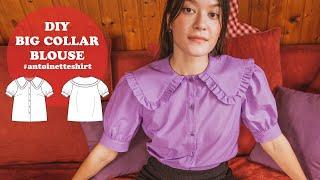 DIY Big Ruffle Collar Puff Sleeves Blouse | Antoinette Shirt Sewing Tutorial