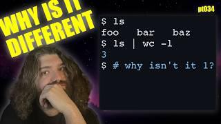 Why does `ls` change when piped to `wc`? isatty(3) in Bash - You Suck at Programming #034