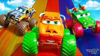 Crazy Race with El Toro Loco & Bigfoot on Vibrant Tracks! Monster Trucks Jam Adventures | Hot Wheels