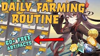 Farm with me! AR55 Artifact, Ore & Monster Daily Farming Route | Genshin Impact