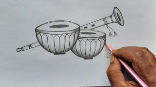 How to Draw Tabla  step by step || Drawing drums ||Jakkani Drawing Academy drums 2