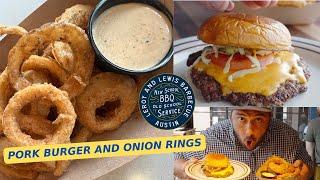 Pork Burger and Onion Rings with LeRoy and Lewis