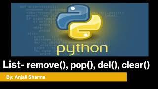 8. remove(), pop(), del, clear() functions List | Python Lectures |