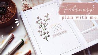 February 2022 bullet journal setup | plan with me | minimal flowery theme 