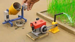 diy how to make water pump using mini diesel engine | concrete mixer | @sanocreator