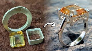 How to make Silver Pukhraj Ring | Yellow Sapphire | Handmade Jewellery