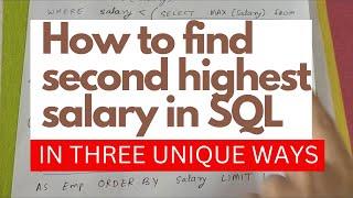 How to find second highest salary in SQL