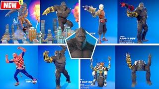 King Kong Fortnite doing Glitched Built-In Emotes and Funny Dances シ