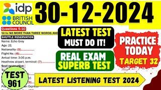 IELTS Listening Practice Test 2024 with Answers | 30.12.2024 | Test No - 961