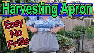 How to sew an easy No Frills Harvesting Apron. One fabric piece, quick and simple beginner project