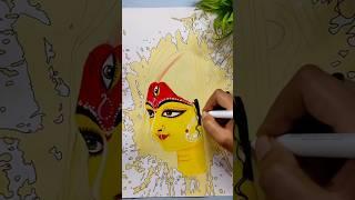 Maa Durga ️ I Spilled Watercolor Draw Maa Durga Painting  #shorts #maadurga #painting