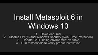 How to install Metasploit 6 in Windows 10   install fix firewall issue update PATH