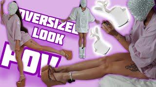 [8K] POV Try-On | Baggy T-Shirt & Heel-Less Platforms Inspired by Kim K | Pink & Cork Wedges Style