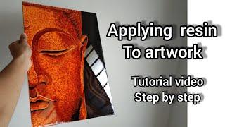 Easy tutorial || applying resin to artwork || resin on Canvas board #resinart #resinoncanvas