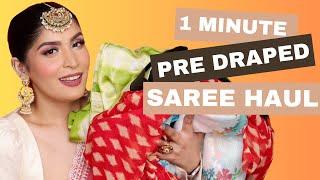 1 Minute Pre Draped Saree Haul For Diwali | #Diwalog2024 Day 17 | Shreya Jain