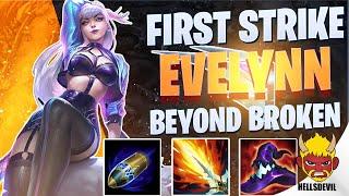 WILD RIFT | FIRST STRIKE EVELYNN IS BEYOND BROKEN!!! | Challenger Evelynn Gameplay | Guide & Build