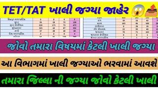 TET/TAT જિલ્લા વાઇસ ખાલી જગ્યાઓ જાહેર ||જોવો તમારા જિલ્લામાં કેટલી ખાલી જગ્યા #vidhyasahayakbharti