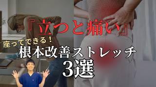 【坐骨神経痛の治し方】立ってるとお尻が痛い時の座ってできるカンタンストレッチ3選