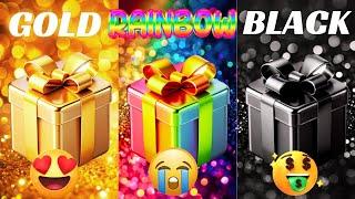 Choose your gift️|| 3 gift box challenge|| 2 good & 1 bad|| Gold, Rainbow & Black