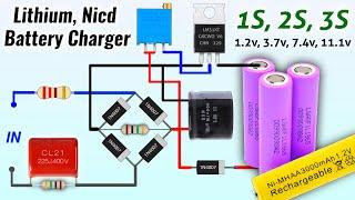 3.7v, 1.2v lithium-ion Nicd battery charger 1S, 2S, 3S Adjustable