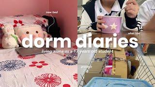 dorm diaries - ep 1 🩰 living alone as a 17 years old student, days with me, what i eat 