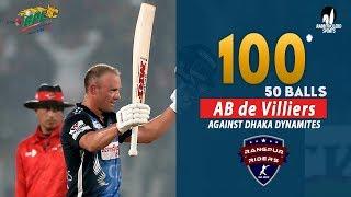  AB de Villiers's 100 Run Against Dhaka Dynamites || 34th Match || Edition 6 || BPL 2019