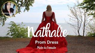 Nathalie with a beautiful red Promdress - Glamourservice for Crossdresser by Isabel