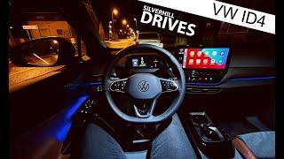 2021 VW ID4 - night time city POV drive with ambient lighting [4K]