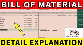 "Bill of Material" Feature in Tally.ERP 9 with example | Tally Tutorial in Hindi |